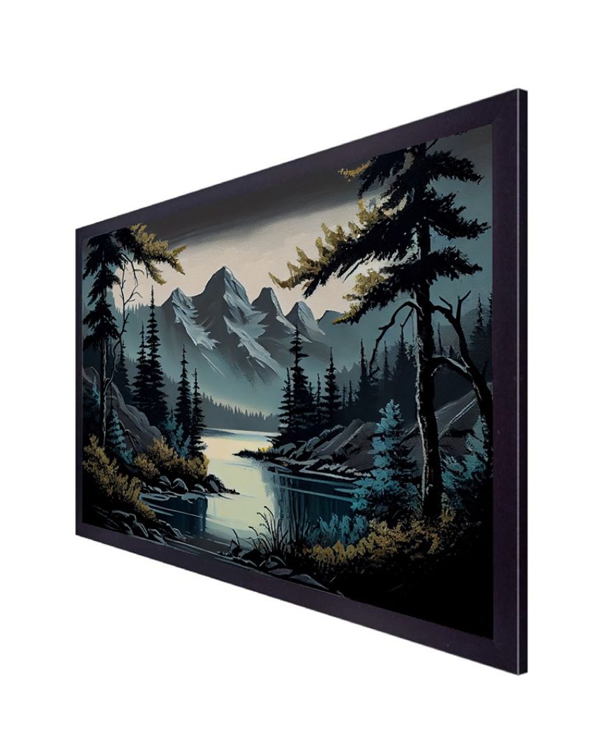 Beautiful Lake And Mountains Framed Wall Painting For Home Decoration