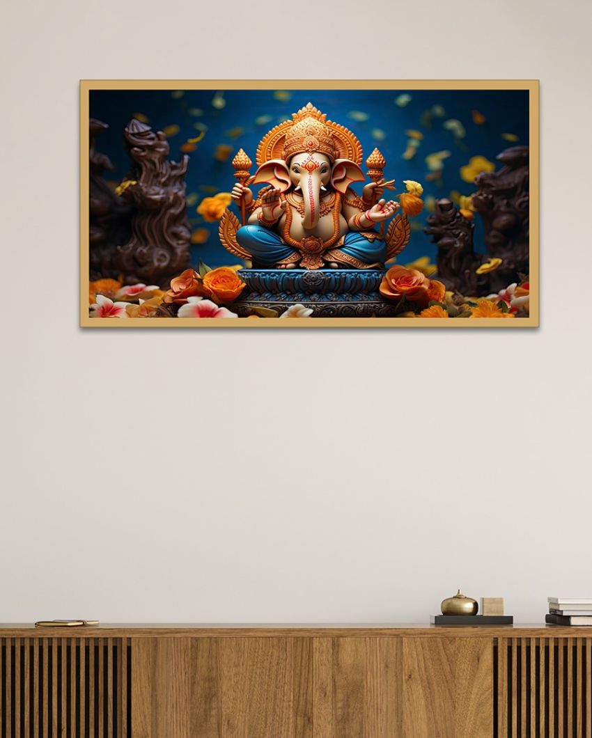 Alluring Lord Ganesha Painting With Frame For Home Decoration