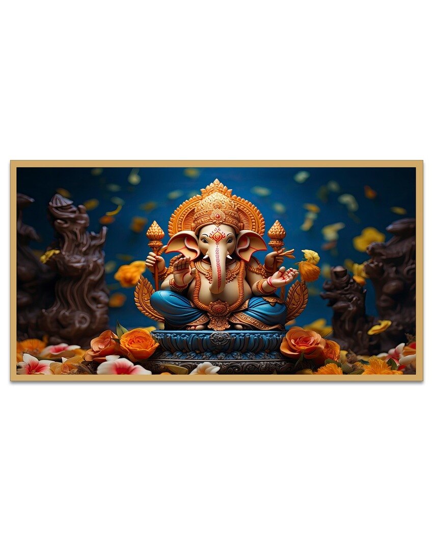 Alluring Lord Ganesha Painting With Frame For Home Decoration