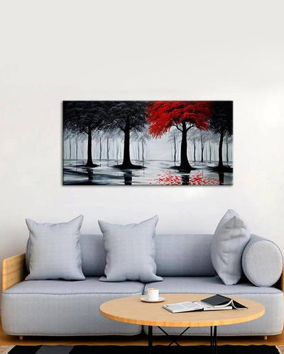 Red and Black Canvas Panoramic Wall Painting 24x12 inches