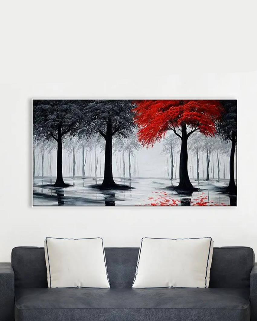Red and Black Canvas Panoramic Wall Painting 24x12 inches