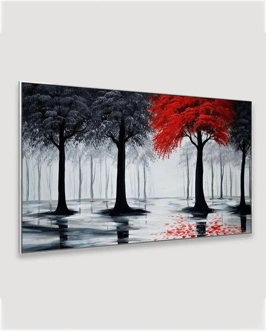 Red and Black Canvas Panoramic Wall Painting 24x12 inches