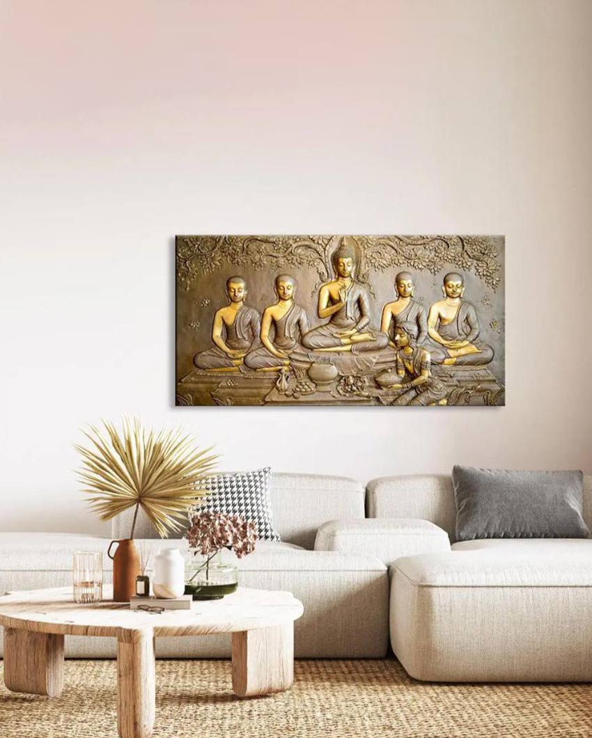 Teachings of Buddha Panoramic Canvas Wall Painting 24x12 inches