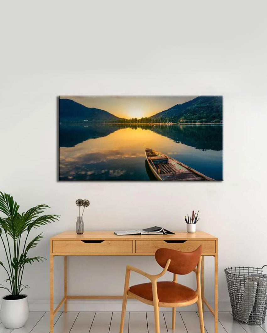 Big Panoramic Sunrise Ocean Scenery Canvas Wall Painting 24x12 inches