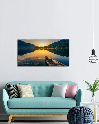 Big Panoramic Sunrise Ocean Scenery Canvas Wall Painting 24x12 inches