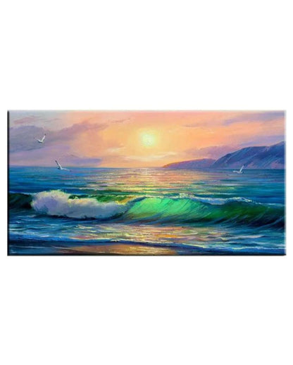 Decorative Sea Sunset Scenery Canvas Wall Painting 24x12 inches