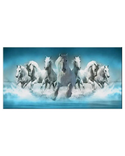 Seven Running Horses Canvas Wall Painting 24x12 inches