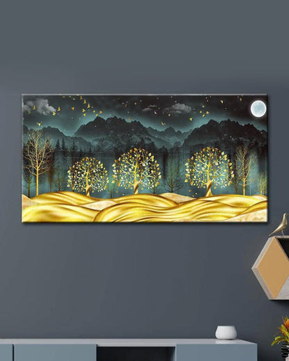 Mesmerizing Nightscape Wooden Frame Wall Painting 24x12 inches