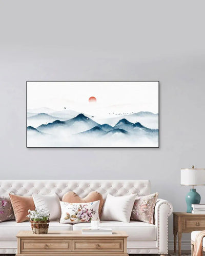 Mindful Word Mountain Canvas Frame Wall Painting 24x12 inches