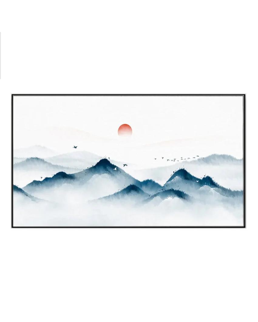 Mindful Word Mountain Canvas Frame Wall Painting 24x12 inches
