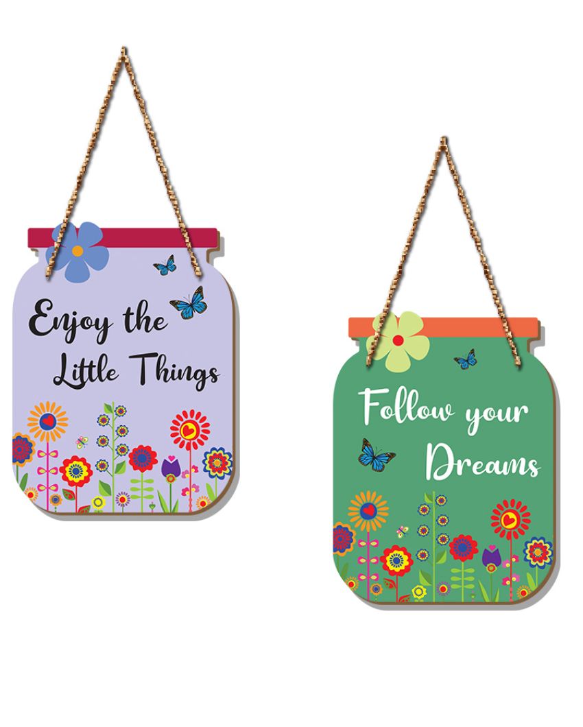 Decorative Follow Your Dreams Wooden Wall Hanging | Set of 2 | 18 x 12 inches