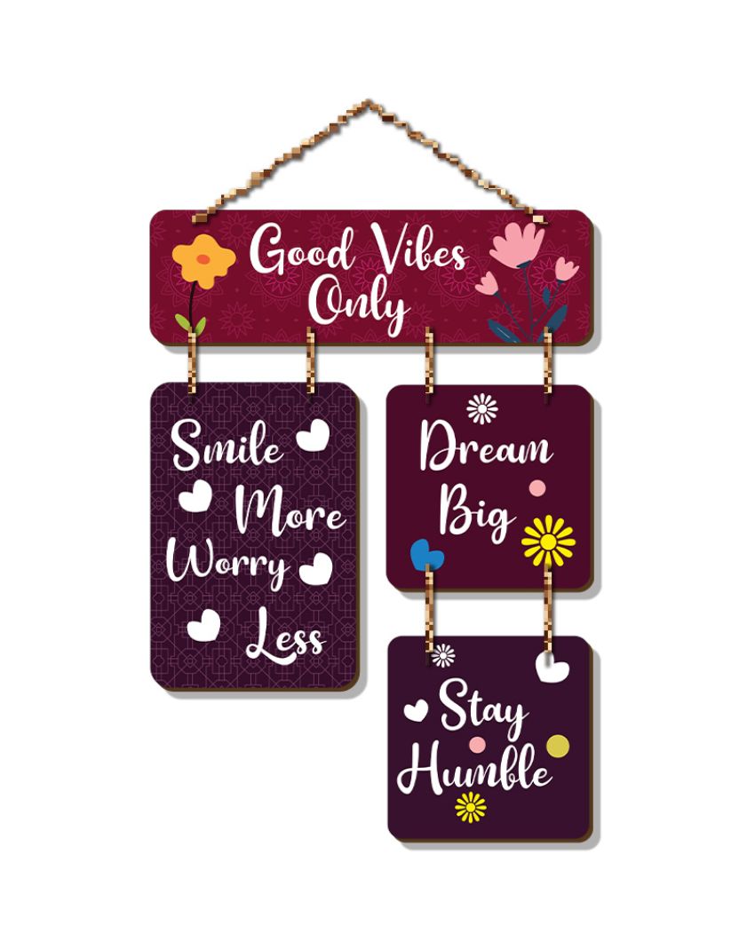 Motivational Quotes Decorative Good Vibes Only Wooden Wall Hanging | 12 x 21 inches