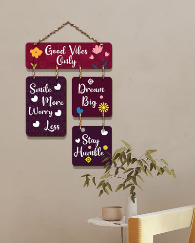 Motivational Quotes Decorative Good Vibes Only Wooden Wall Hanging | 12 x 21 inches