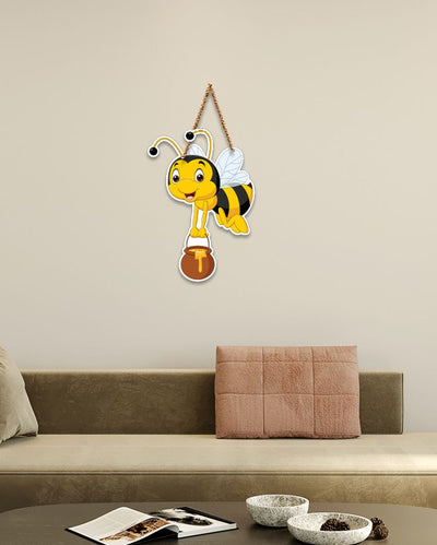 Honey Bee Decorative Wooden Wall Hanging | 7 x 11 inches