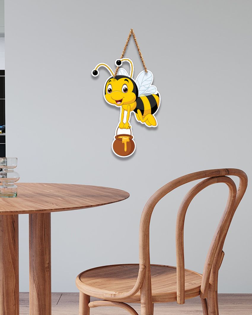 Honey Bee Decorative Wooden Wall Hanging | 7 x 11 inches