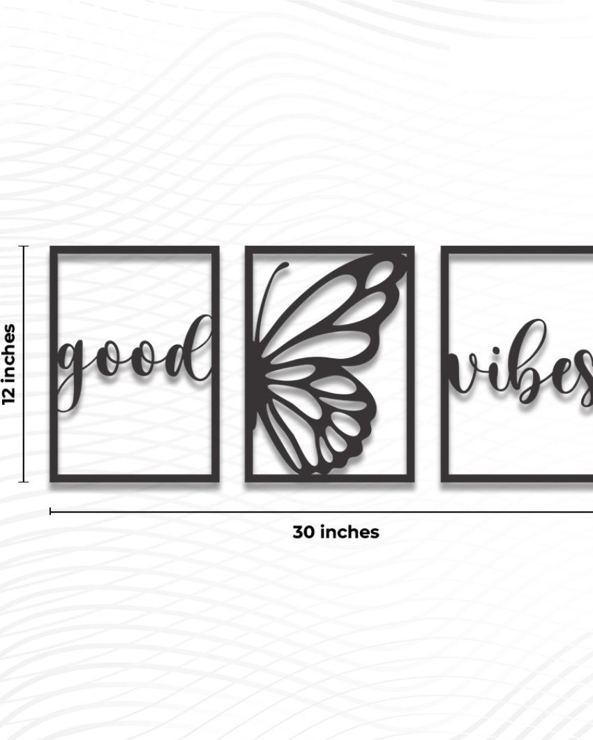 Good Vibes Wooden Wall Hangings | Set of 3  | 30 x 12 inches