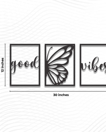 Good Vibes Wooden Wall Hangings | Set of 3  | 30 x 12 inches