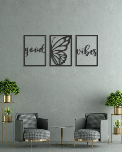 Good Vibes Wooden Wall Hangings | Set of 3  | 30 x 12 inches