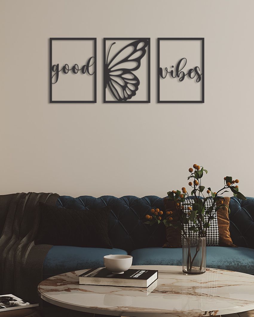 Good Vibes Wooden Wall Hangings | Set of 3  | 30 x 12 inches