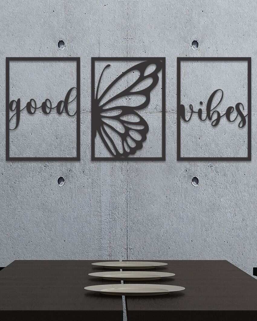 Good Vibes Wooden Wall Hangings | Set of 3  | 30 x 12 inches