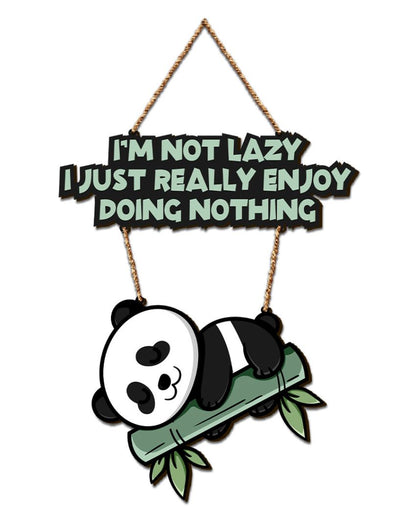 Lazy Panda Printed Wooden Wall Hanging | 12 x 25 inches