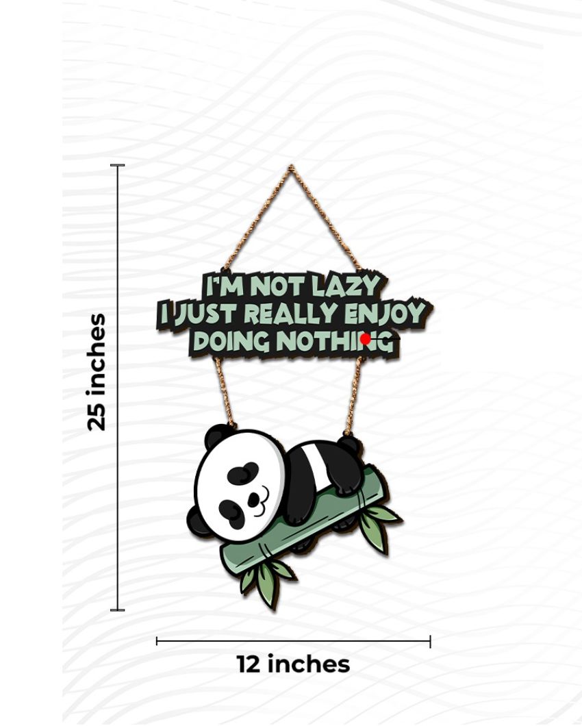 Lazy Panda Printed Wooden Wall Hanging | 12 x 25 inches