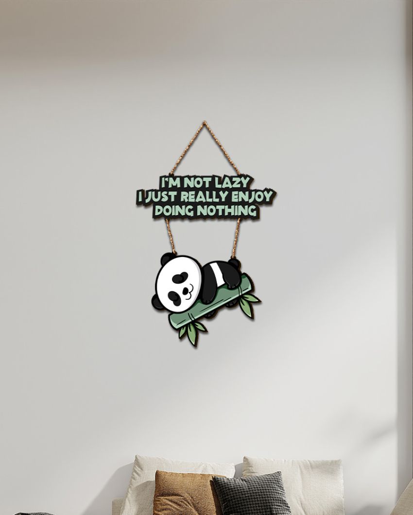 Lazy Panda Printed Wooden Wall Hanging | 12 x 25 inches