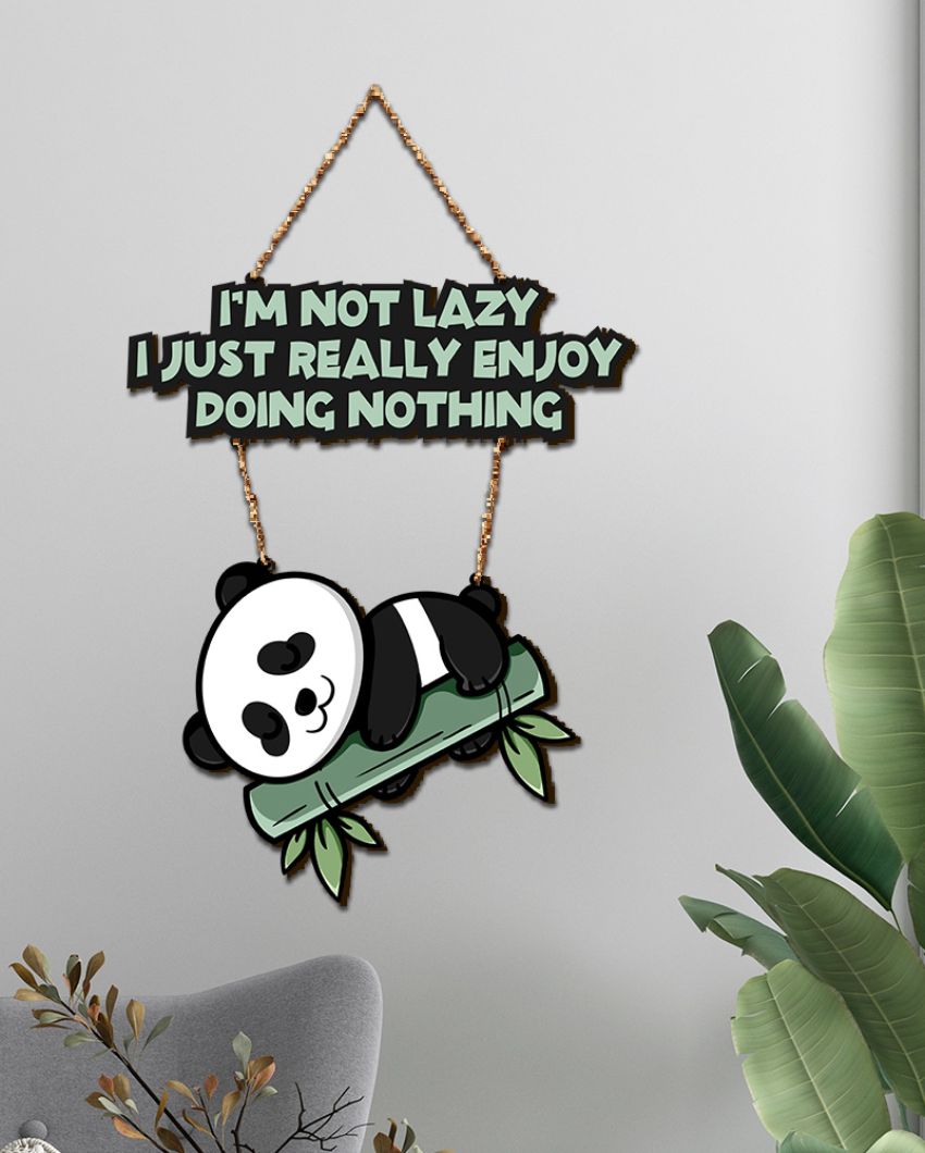 Lazy Panda Printed Wooden Wall Hanging | 12 x 25 inches