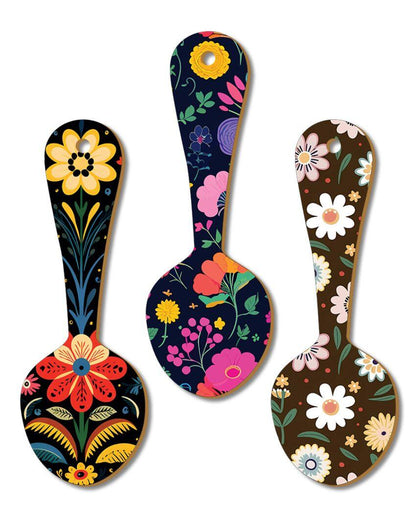 Floral Art Wooden Wall Hangings | Set of 3  | 13 x 20 inches