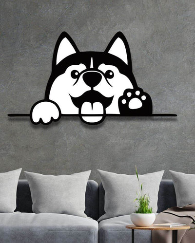 Cute Siberian Husky Dog Wooden Wall Hanging | 12 x 7 inches