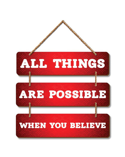 Believe & Achieve Mdf Wooden Wall Hanging | 12 x 14 inches