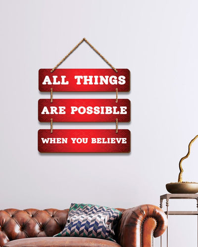 Believe & Achieve Mdf Wooden Wall Hanging | 12 x 14 inches