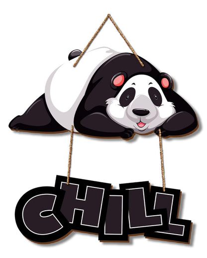 Chill Panda Wooden Wall Hanging | 12 x 14 inches