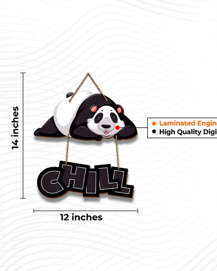 Chill Panda Wooden Wall Hanging | 12 x 14 inches