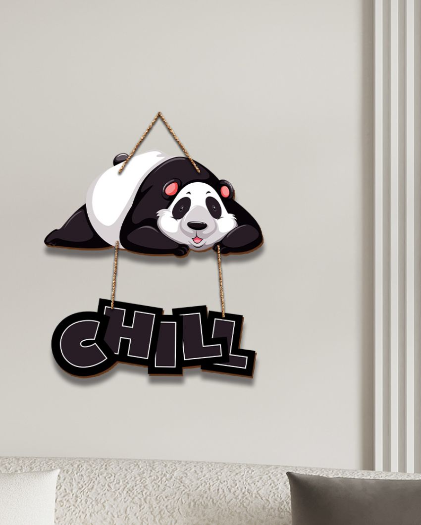 Chill Panda Wooden Wall Hanging | 12 x 14 inches