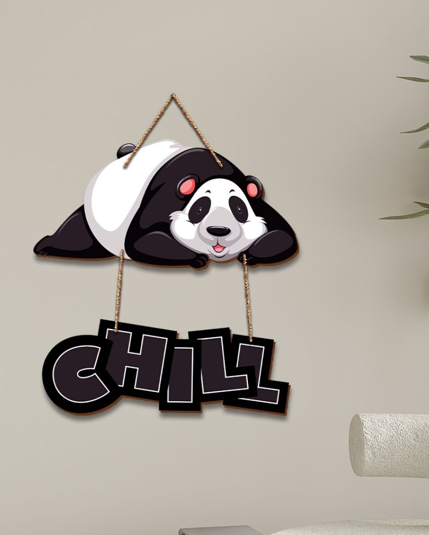 Chill Panda Wooden Wall Hanging | 12 x 14 inches