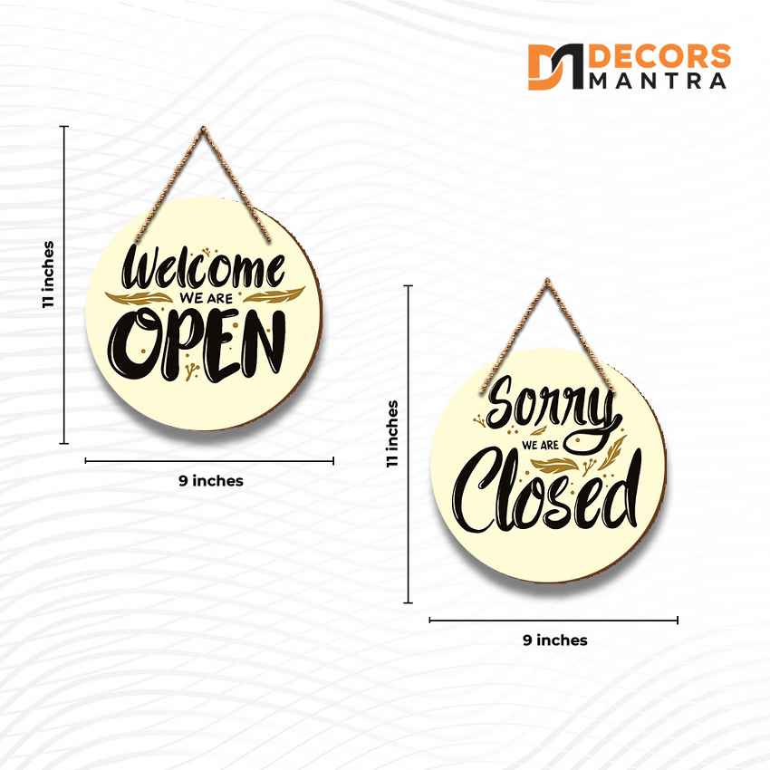 Charming Open & Closed Sign Door Wall Hangings | Pack of 2