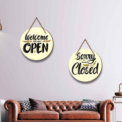 Charming Open & Closed Sign Door Wall Hangings | Pack of 2