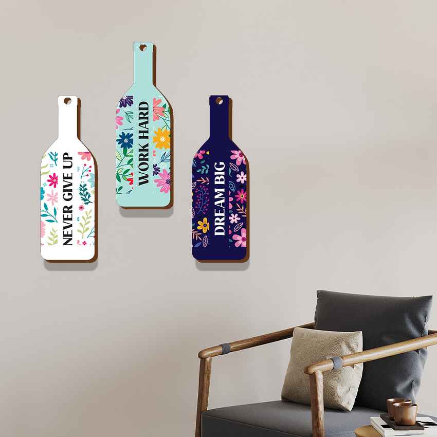 Inspirational Motivational Quote Wall Hanging Art Piece | Set of 3