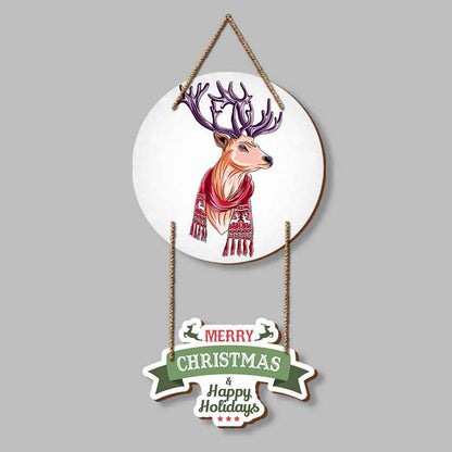 Stylish Christmas Festive Deer Wall Hanging | 21 x 9 inches