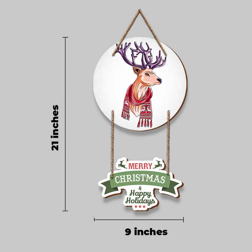 Stylish Christmas Festive Deer Wall Hanging | 21 x 9 inches