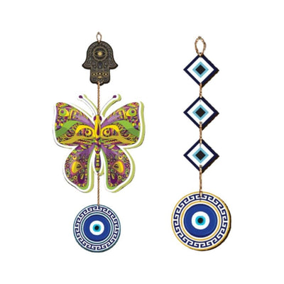 Butterfly & Evil Eye Mdf Wall Hangings | Set Of 2