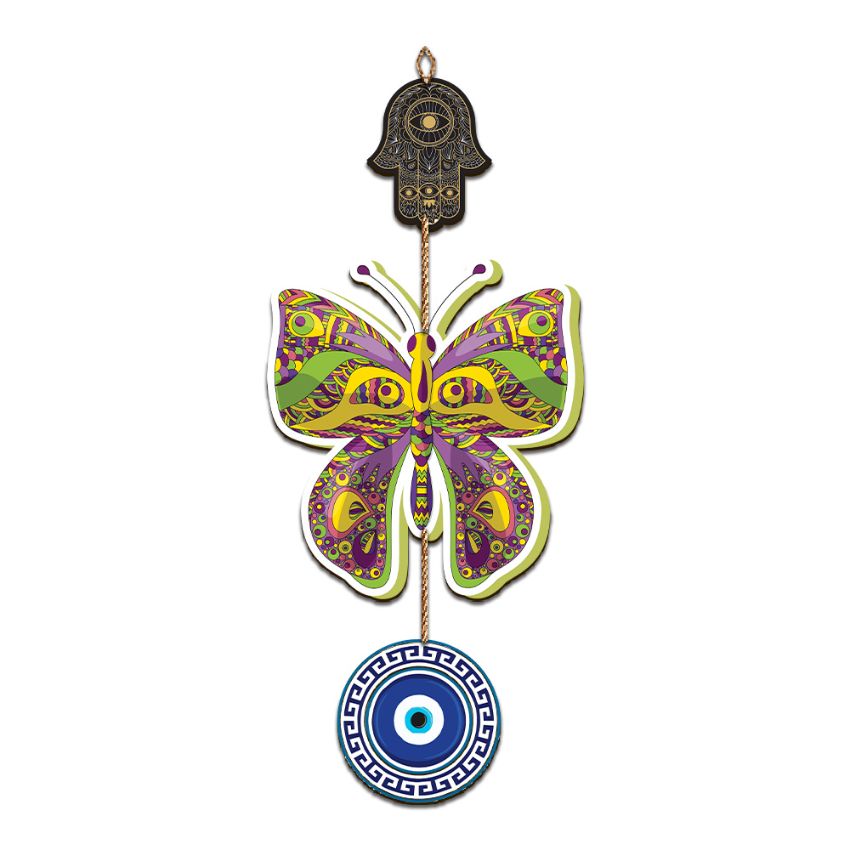 Butterfly & Evil Eye Mdf Wall Hangings | Set Of 2