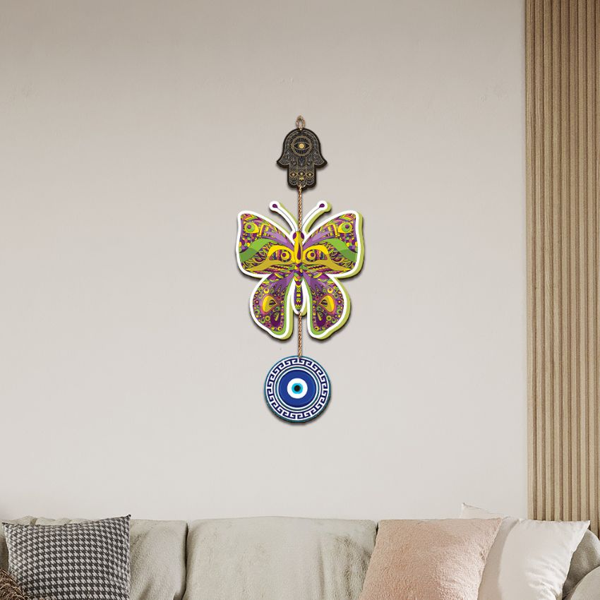 Butterfly & Evil Eye Mdf Wall Hangings | Set Of 2