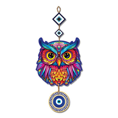 Eye Catchy Multicolor Mdf Owl Wall Hangings | Set Of 2