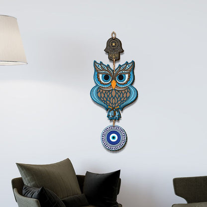 Eye Catchy Multicolor Mdf Owl Wall Hangings | Set Of 2