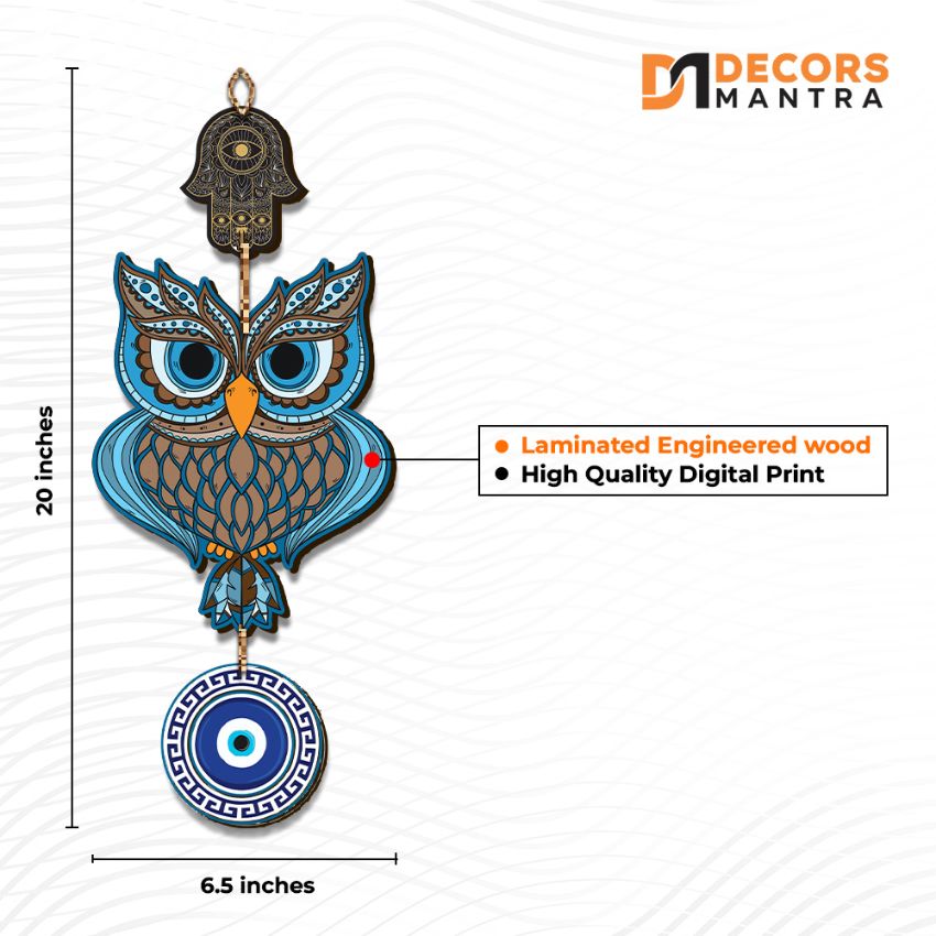 Eye Catchy Multicolor Mdf Owl Wall Hangings | Set Of 2