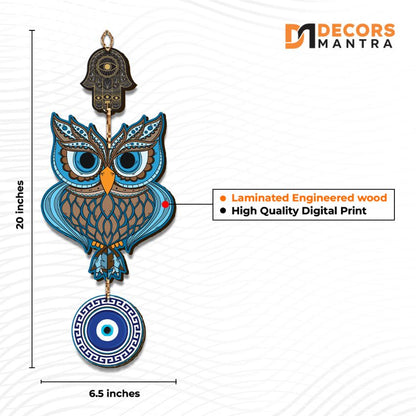 Eye Catchy Multicolor Mdf Owl Wall Hangings | Set Of 2