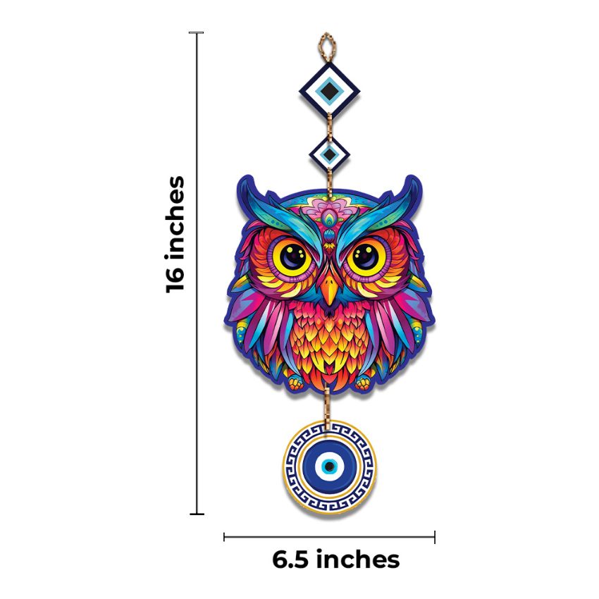 Eye Catchy Multicolor Mdf Owl Wall Hangings | Set Of 2