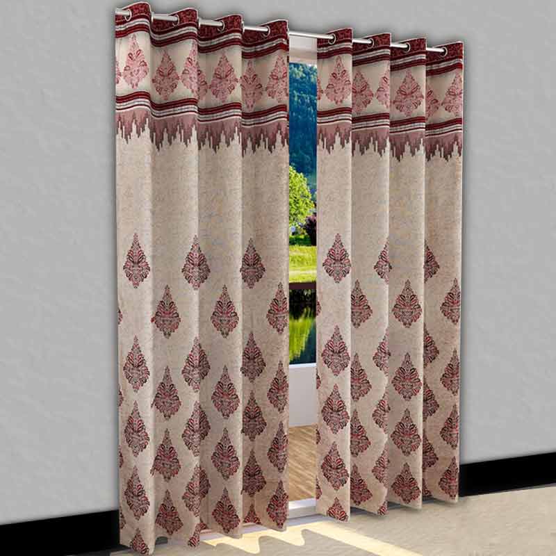 Maroon Jacquard Door Curtains | Set of 2 | 7 ft, 9 ft